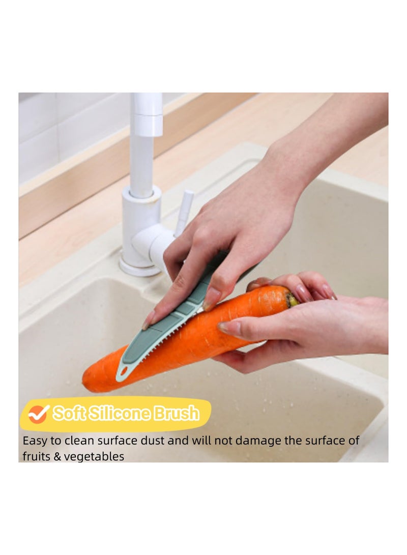 SYOSI 3 Pcs Vegetable Brush Potato Scrubber Silicone Fruit and Cleaning for Food Flexible Kitchen Gadgets Set Fruits Veggies Carrots Mushrooms - Image 2