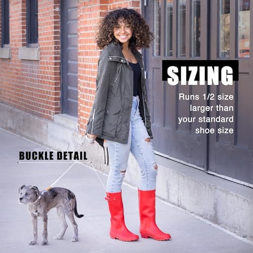 NORTY Waterproof Rain Boots for Women Size 9, Tall & High Calf Rain Shoes, Slip-Resistant, Comfortable Rainboots, Stylish Outdoor & Garden Boots, Matte Black, 13.25” Shaft - Image 3