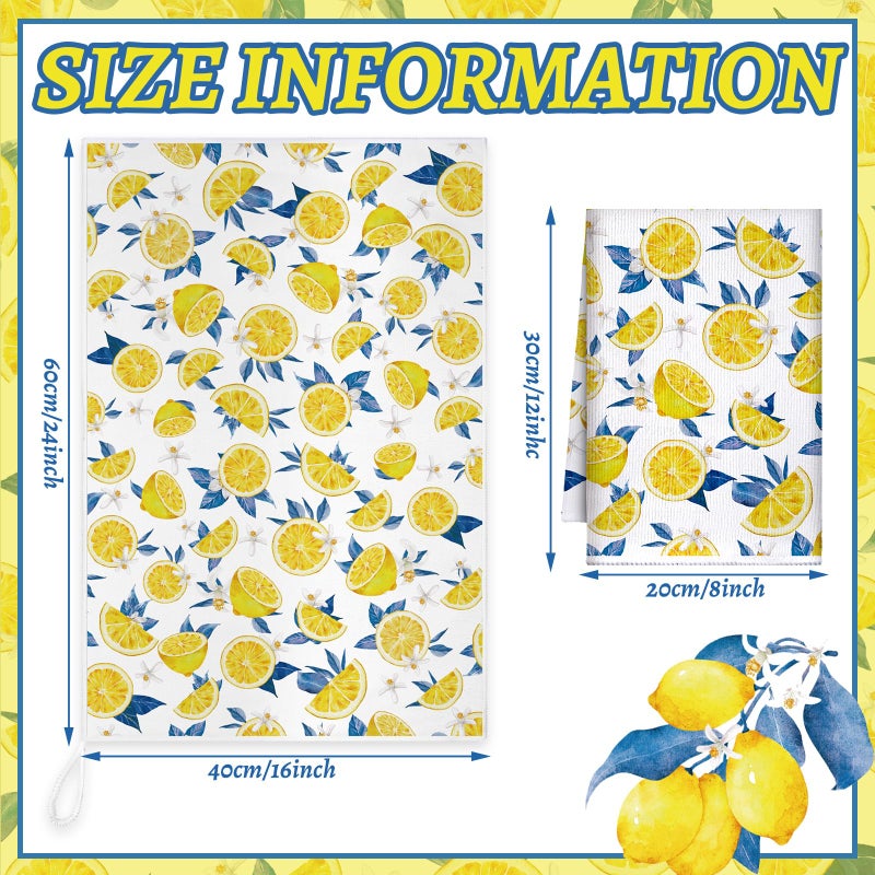 Sratte 6 Pcs Lemon Kitchen Towels 24 x 16 Inch Capri Tiles Lemon Tea Dishtowels Farmhouse Absorbent Blue Yellow Hand Bathroom Towel for Holiday Kitchen Bathroom Amalfi Coast Party Decor Gifts - Image 4