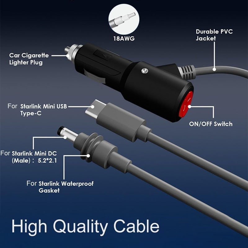 3 In 1 Waterproof DC Power Cable For Starlink Mini Antenna USB C DC Connector 2 Meters - Image 3