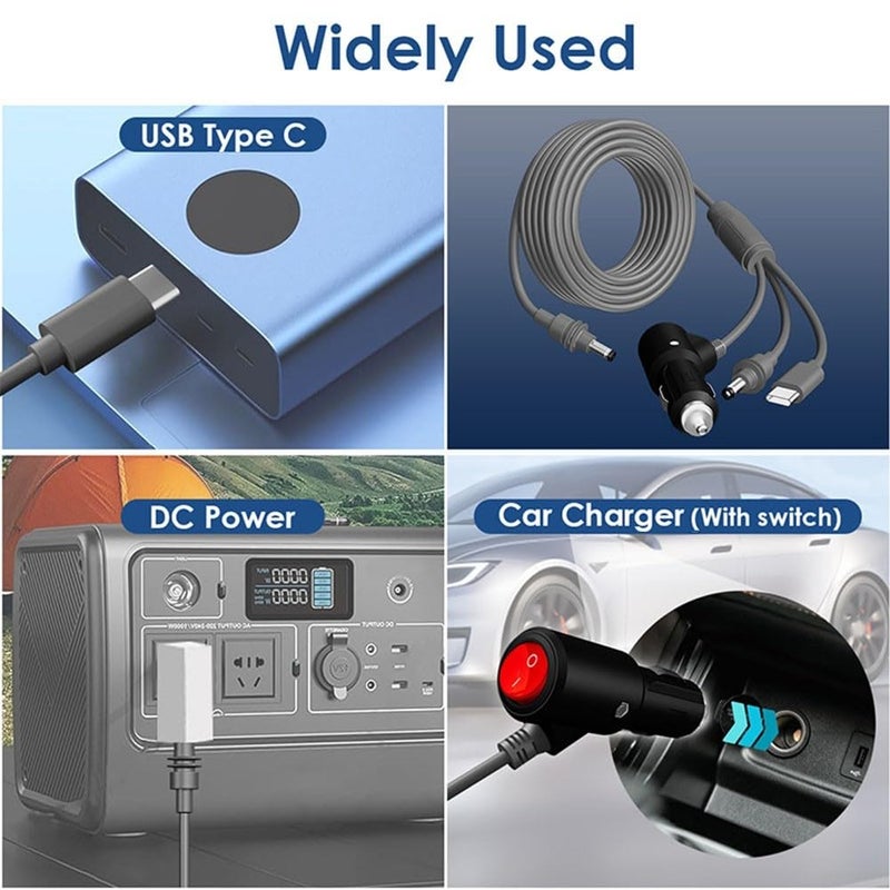 3 In 1 Waterproof DC Power Cable For Starlink Mini Antenna USB C DC Connector 2 Meters - Image 5