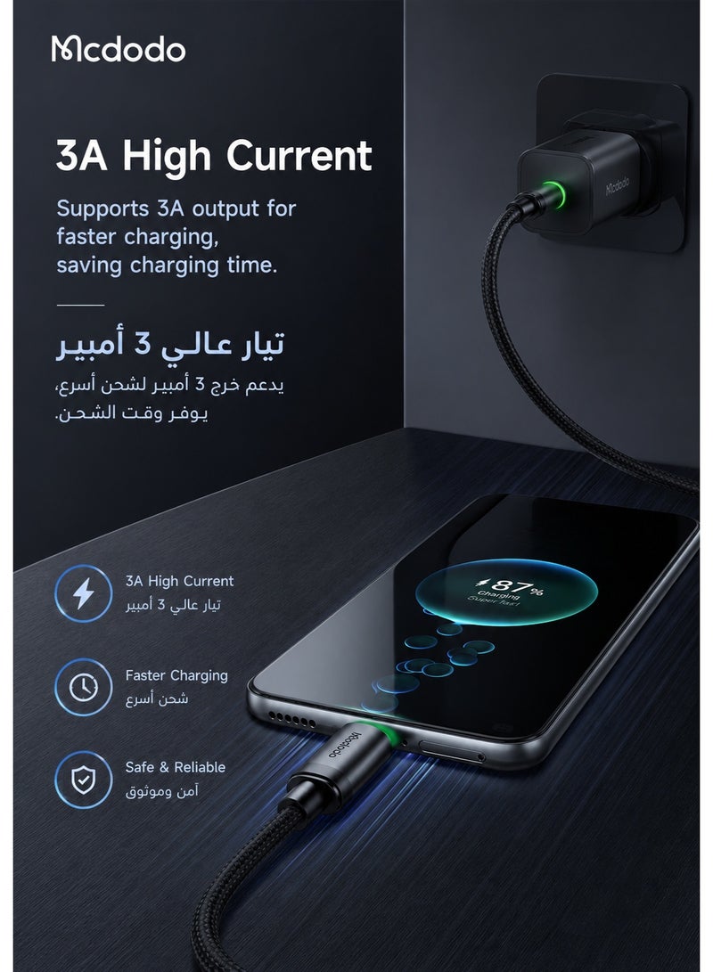 Mcdodo Fast Charging Micro USB Cable 1m – USB-A to Micro USB Data Cable with LED Charging Light for Android Phones, Power Banks, Tablets and Micro USB Devices – Black - Image 3