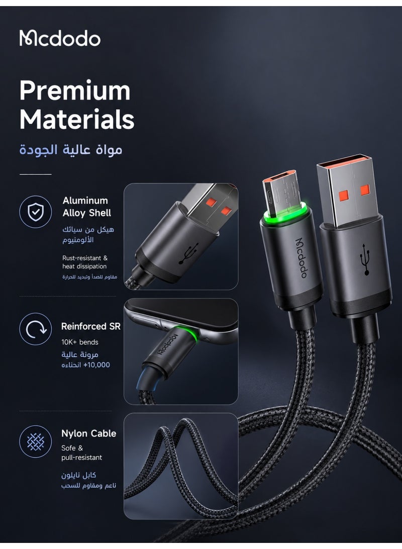 Mcdodo Fast Charging Micro USB Cable 1m – USB-A to Micro USB Data Cable with LED Charging Light for Android Phones, Power Banks, Tablets and Micro USB Devices – Black - Image 5