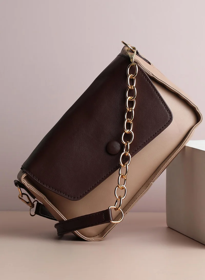 Haute Sauce Kristi Brown & Cream Cross Body Bag
