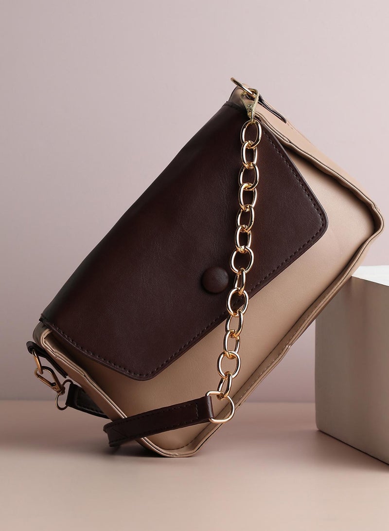 Haute Sauce Kristi Brown & Cream Cross Body Bag - Image 4