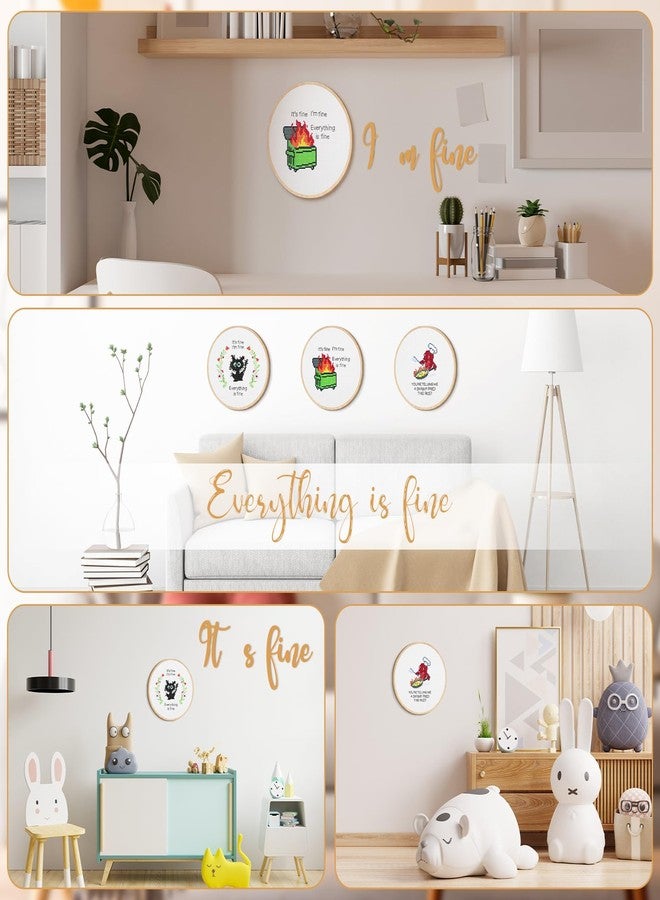 Daifunli 3 Sets Funny DIY Embroidery Kits for Beginners Adults, Stamped Handmade Cross Stitch Starter Kit with Animal It's Fine Patterns Needlepoint Kit with 3 Embroidery Hoop, Color Threads, Tools - Image 5