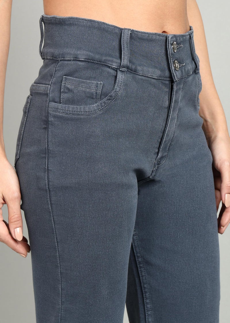 Nifty Women's Denim Stretchable 2-Button Straight Fit Jeans (1472_Gry_30_Grey_30) - Image 5