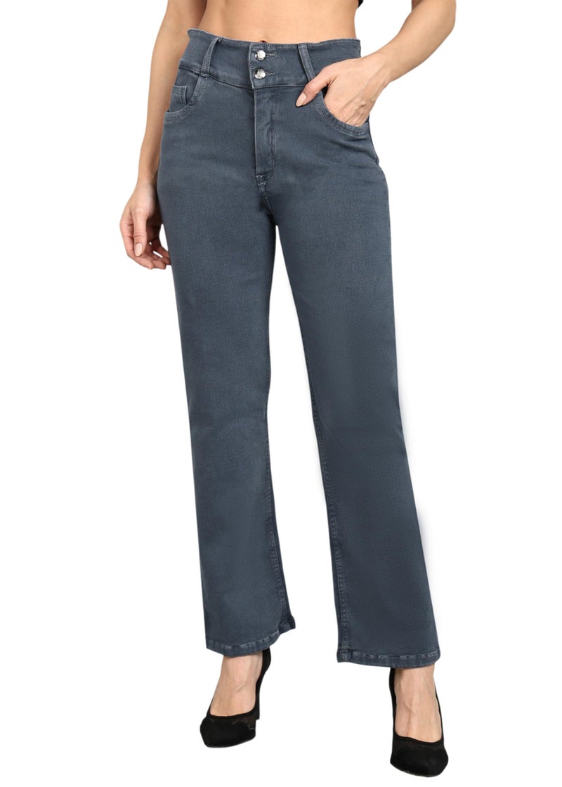 Nifty Women's Denim Stretchable 2-Button Straight Fit Jeans (1472_Gry_30_Grey_30) - Image 1