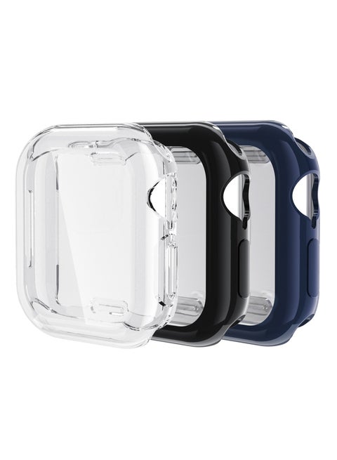 3PCS TPU Full Cover HD Screen Protector Case for Apple Watch Series 10 42mm Clear/Black/Blue