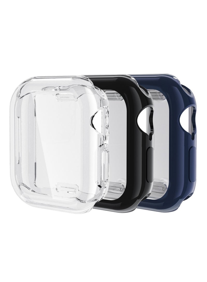 يوك 3 قطع من حافظة حماية شاشة عالية الدقة من مادة TPU كاملة التغطية لساعة Apple Watch Series 10 مقاس 42 مم، شفاف/أسود/أزرق  - Image 1