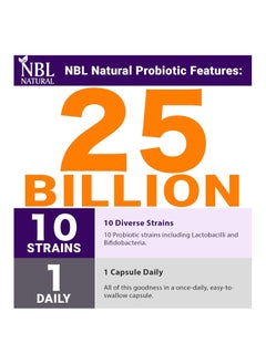 NBL Natural Probiotic-10, 25 Billion, with 10 Probiotic Strains, 50 Veg Capsules  - Image 5