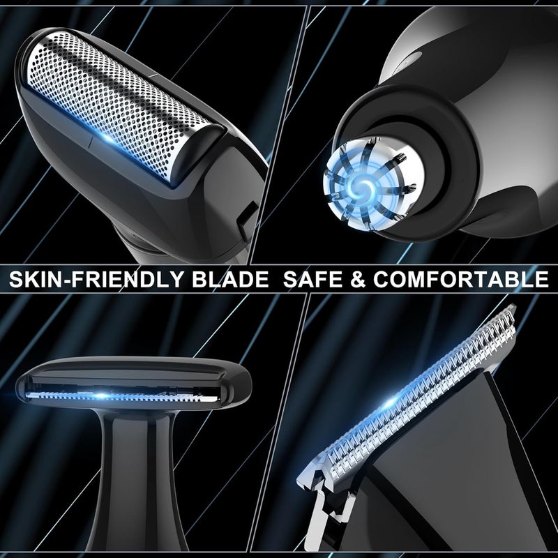 Hatteker Men's Back Razor Body Trimmer Electric Body Groomer Face Arm Chin Beard Trimmer Cordless Hair Trimmer with Adjustable Extension Trade Waterproof - Image 5