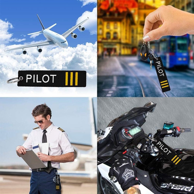 MELIFE Pilot Keychain Tag with Key Ring, 3 Pack Flag Keychain for Motorcycles, Scooters, Cars and Gifts -First Officer - Image 2