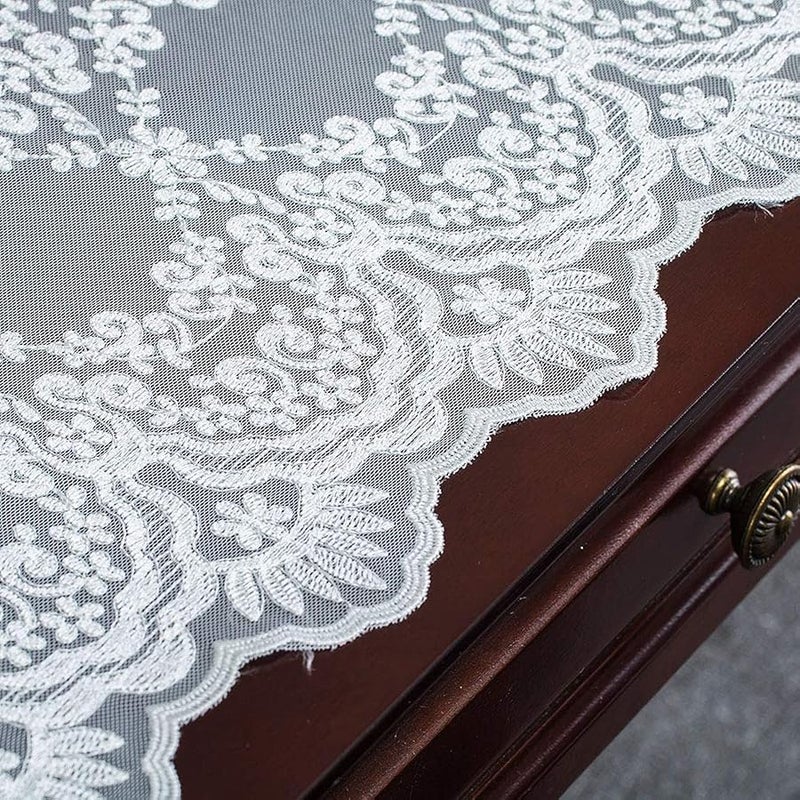 ARTABLE Rectangle Table Runner Lace Macrame Embroidered Table Runners with Exquisite Vintage Shabby Chic for Holiday Wedding Long Dinner Tables (White, 12 x 84 Inch) - Image 5