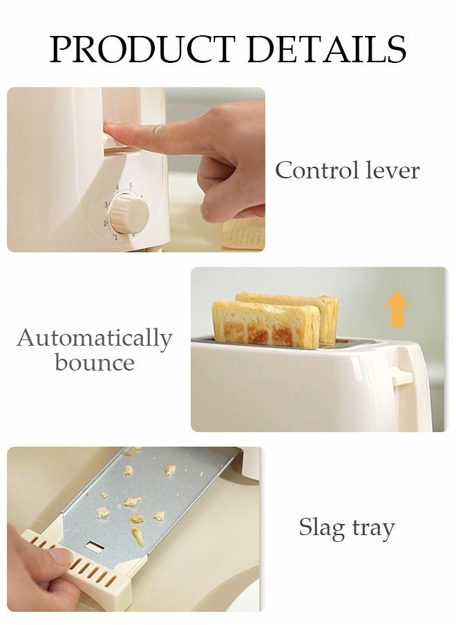 DUNISO - Two-Slice Stainless Steel Pop-Up Toaster, Extra-Wide Slots, With Cancel Feature, Eight Variable Heat Settings, Removable Pull-Out Crumb Tray, Bread, Breakfast - Image 1