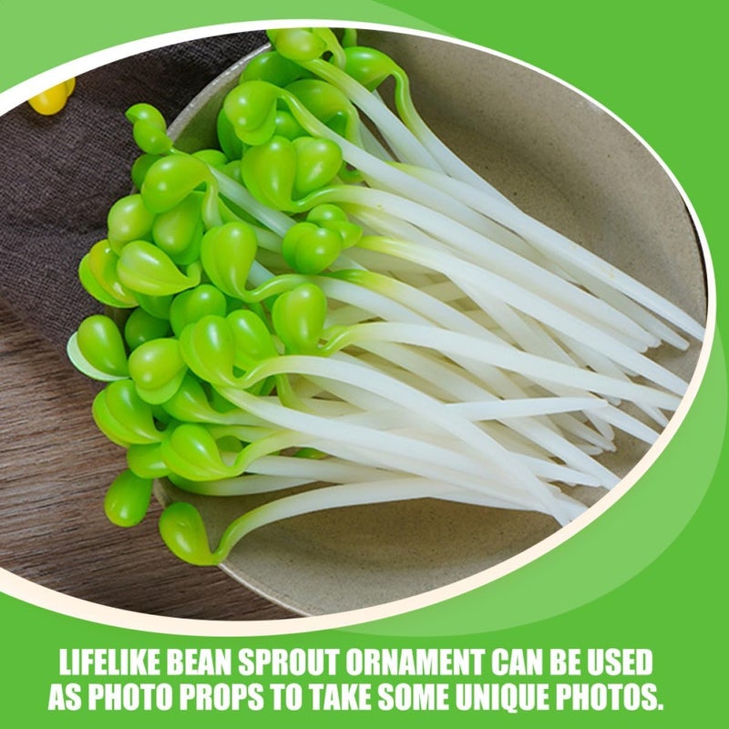 KICHOUSE Simulation Artificial Bean Sprouts Models 8pcs Green PVC Lifelike Vegetable Decor for Home Kitchen Display and Photography Props - Image 3