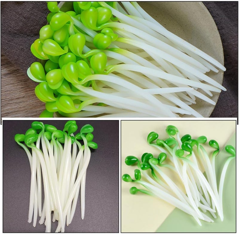 KICHOUSE Simulation Artificial Bean Sprouts Models 8pcs Green PVC Lifelike Vegetable Decor for Home Kitchen Display and Photography Props - Image 2
