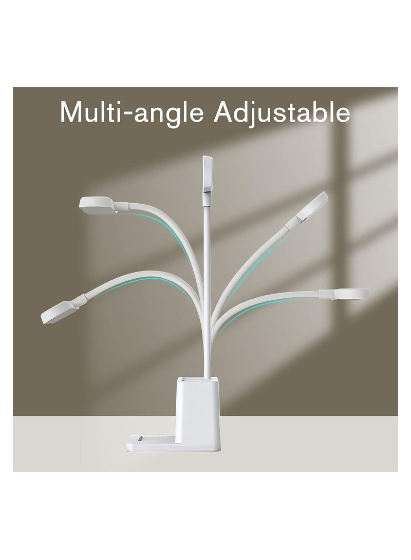 Arabest Desk Lamp, LED Lamp Desk Table for Home Office Lighting, 3 Modes Dimmable LED Desk Light, Small Desk Lamp with USB Charging Port & Pen Holder, Study Lamp for Office Lamp Rechargeable Light White - Image 5