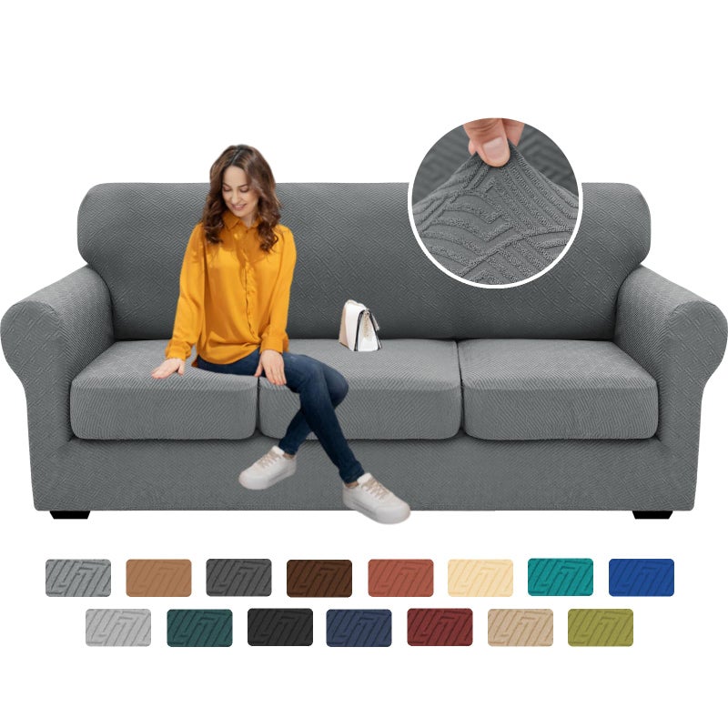 XINEAGE 2026 New 4 Pieces Couch Covers for 3 Cushion Couch Super Stretch Thick Soft Sofa Cover Anti Slip Sofa Slipcover Dogs Cats Furniture Protector (Light Gray, 71"-91") - Image 1