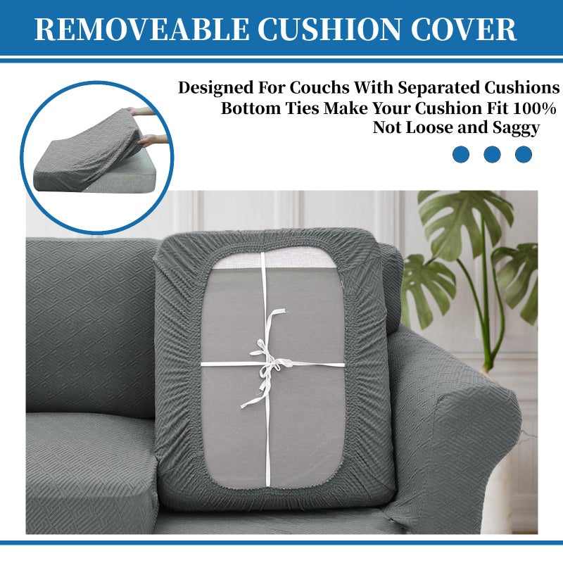 XINEAGE 2026 New 4 Pieces Couch Covers for 3 Cushion Couch Super Stretch Thick Soft Sofa Cover Anti Slip Sofa Slipcover Dogs Cats Furniture Protector (Light Gray, 71"-91") - Image 4