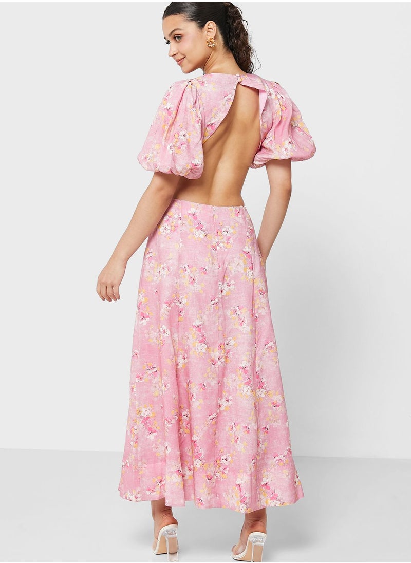 Bardot - Floral Print Puff Sleeve Dress - Image 1