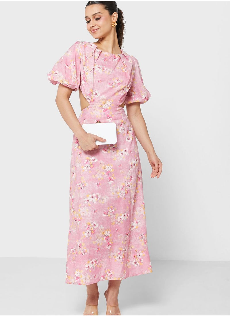Bardot - Floral Print Puff Sleeve Dress - Image 1