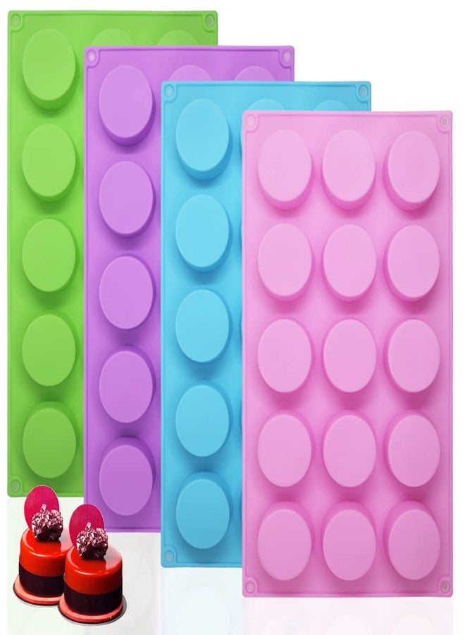 SENHAI 4 Psc Cylinder Silicone Molds, SENHAI 15 Hole Silicone Molds for Chocolate Cake Candy Soap Muffins Brownie Pudding Baking - Image 1