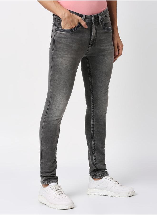 LAWMAN Pg3 - Mid Rise Faded Skinny Fit Jeans with Pocket Detail by Styli - Image 1