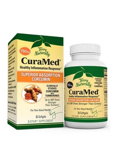 CuraMed 750 mg - 30 Softgels - Superior Absorption BCM-95 Curcumin Supplement with Turmeric, Promotes Healthy Inflammation Response - Non-GMO, Gluten-Free, Halal - 30 Servings