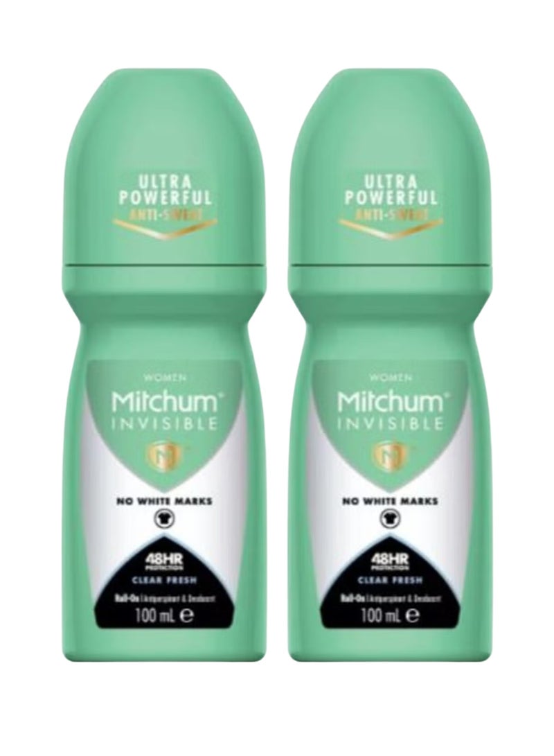 ميتشوم مزيل عرق رول أون للنساء حماية 48 ساعة برائحة كلير فريش 100 مل (عبوة من 2) - Image 2