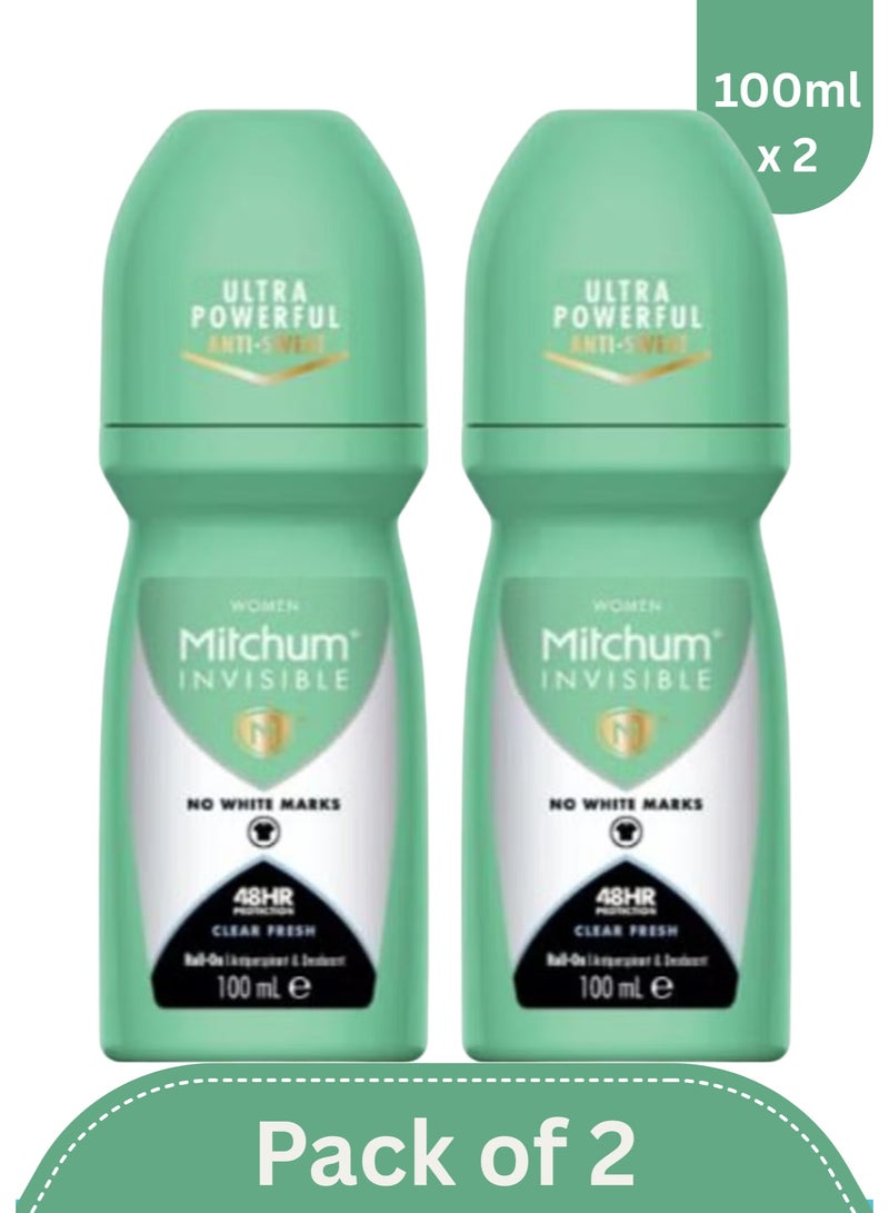 ميتشوم مزيل عرق رول أون للنساء حماية 48 ساعة برائحة كلير فريش 100 مل (عبوة من 2) - Image 1