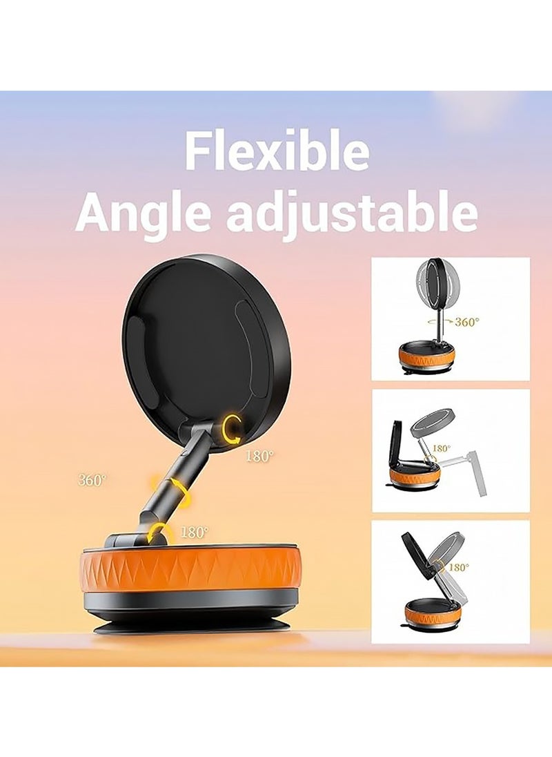 X-level Rotatable Car Suction Phone Mount,Ultra Magnetic Car Phone Holder,Car Truck Accessories for iPhone and Gym/Mirror/Smooth Surface,MagSafe Case (Orange)  - Image 4
