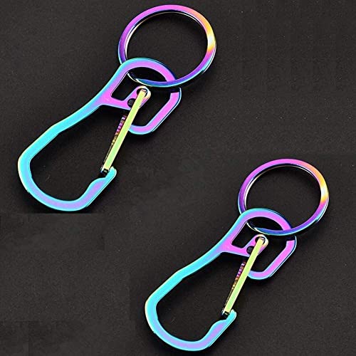 Armear 2 Pack Carabiner Clip Retractable Ring Set Titanium KeyChain Quick Release Hooks for Men Women - Image 1