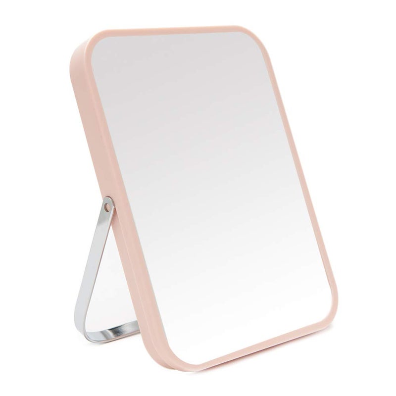 YEAKE Table Desk Vanity Makeup Mirror8Inch Portable Folding Mirror with Metal Stand 90Adjustable Rotation Tavel Make Up Mirror Hanging Bathroom for Shower ShavingPink