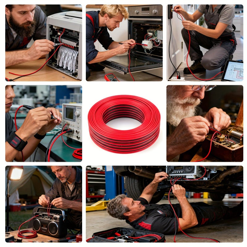 Flexible Durable PVC Hook Up Wire 22 AWG 118.11 Inch 10 Feet Tinned Copper Coated Strands High Temperature Resistant Oxygen Free Black Red For Automotive Industrial DIY Applications - Image 5