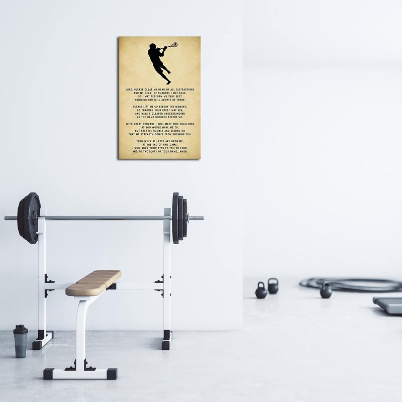 Busmko Lords Prayer Wall Art (Framed 16x24inch) - Vintage Canvas Art Painting, Sports Quotes Wall Decor, Lacrosse Poster for Gym, Home Decor, Boy Room - Image 2