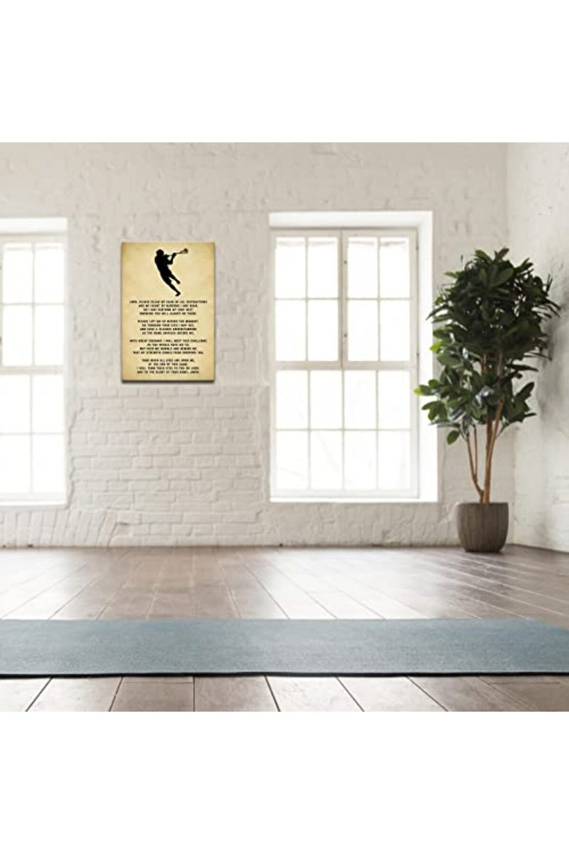 Busmko Lords Prayer Wall Art (Framed 16x24inch) - Vintage Canvas Art Painting, Sports Quotes Wall Decor, Lacrosse Poster for Gym, Home Decor, Boy Room - Image 3