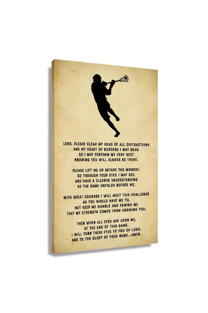 Busmko Lords Prayer Wall Art (Framed 16x24inch) - Vintage Canvas Art Painting, Sports Quotes Wall Decor, Lacrosse Poster for Gym, Home Decor, Boy Room - Image 1