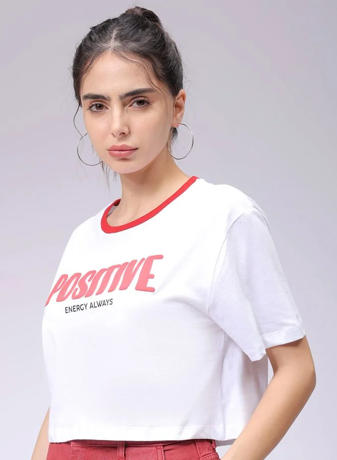 مرفوعة Women Relaxed Fit Typographic Crew Neck T-Shirt