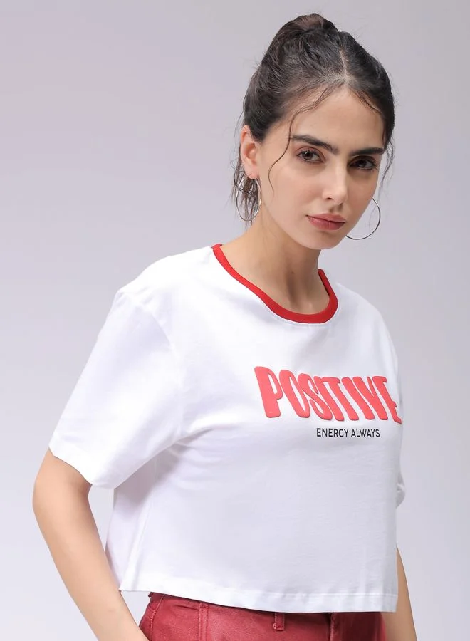 مرفوعة Women Relaxed Fit Typographic Crew Neck T-Shirt