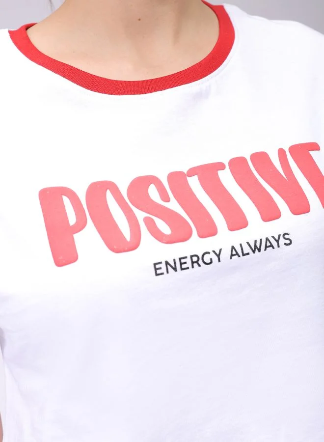 مرفوعة Women Relaxed Fit Typographic Crew Neck T-Shirt