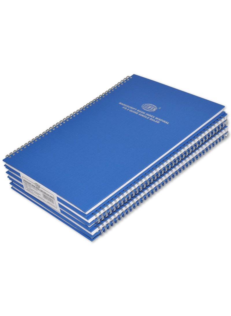 FIS 5-Piece Spiral Manuscript Book 8 mm Single Ruled With English Index Size: F/S ( 210 x 330 mm ) - FSMNFS2QSBEI - Image 1