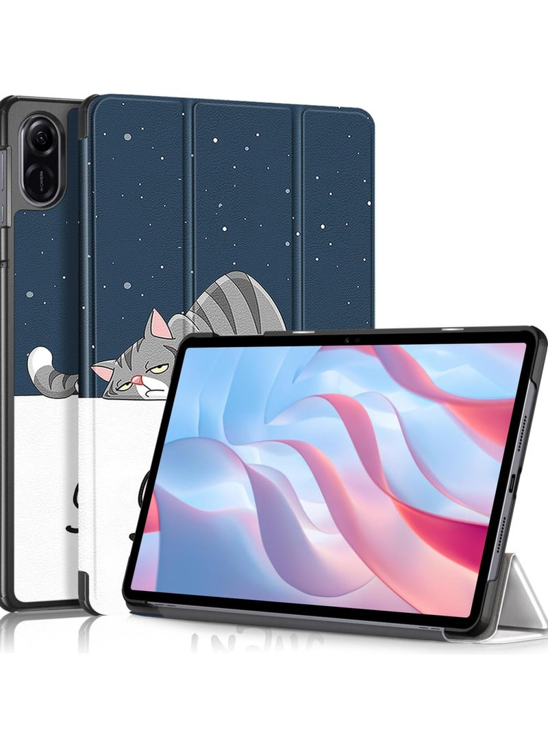VKL Case Compatible with Huawei Honor Pad X9 11.5” 2023, PU Slim Cover, with Auto Sleep/Wake Up Hard Trifold Stand Cover Case for Honor Pad X9 (Cat)  - Image 1