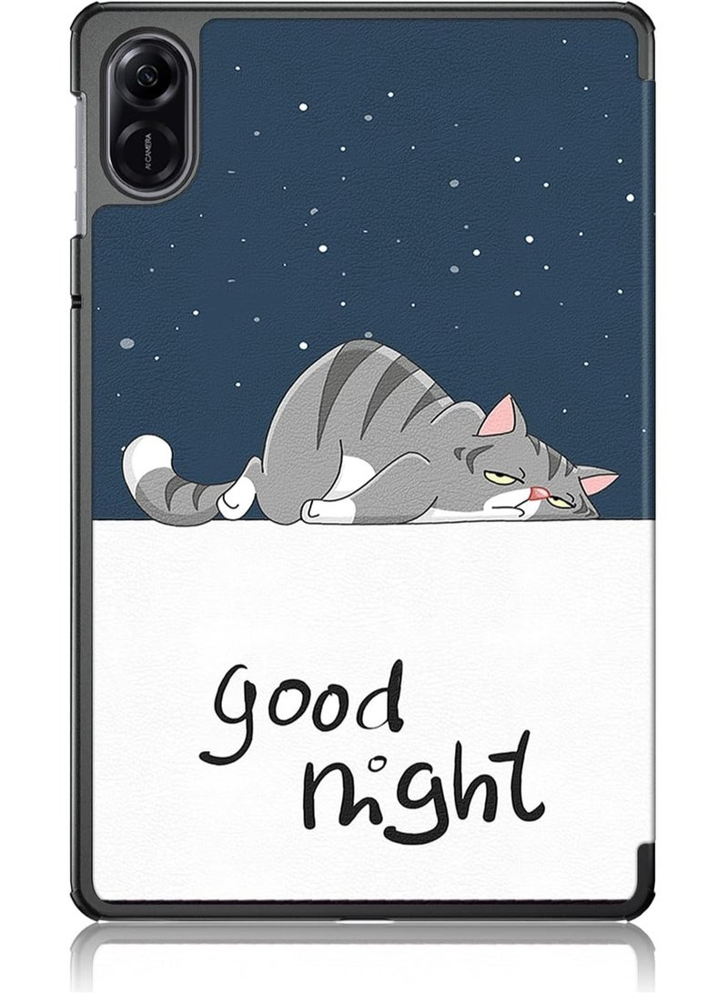 VKL Case Compatible with Huawei Honor Pad X9 11.5” 2023, PU Slim Cover, with Auto Sleep/Wake Up Hard Trifold Stand Cover Case for Honor Pad X9 (Cat)  - Image 3