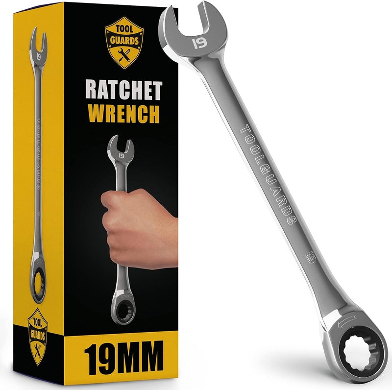 TOOLGUARDS 19mm Wrench - Ratcheting Wrench - Slim Profile - Ratchet Wrench - 100% Lifetime Satisfaction Guarantee - Image 1
