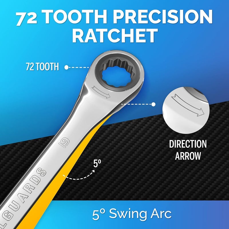 TOOLGUARDS 19mm Wrench - Ratcheting Wrench - Slim Profile - Ratchet Wrench - 100% Lifetime Satisfaction Guarantee - Image 5