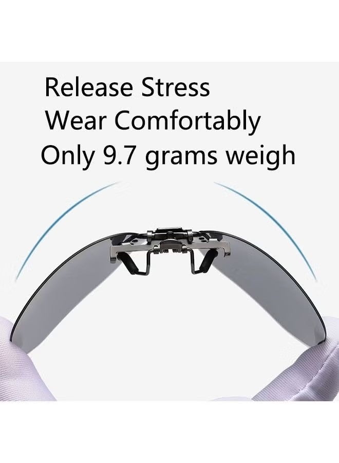 GIOIO Polarized Metal Rimless Flip-Up Sunglasses for Prescription Glasses, Driving Fishing Travel Daily Wear, Black Grey, Gift for Men/Women, Including Mirror Box + Cloth - Image 3