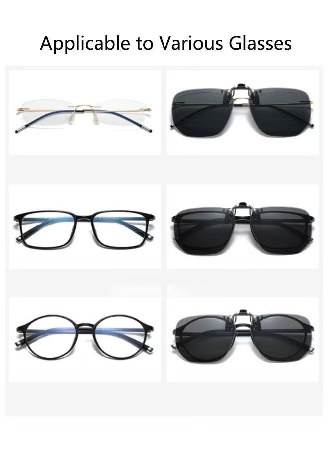 GIOIO Polarized Metal Rimless Flip-Up Sunglasses for Prescription Glasses, Driving Fishing Travel Daily Wear, Black Grey, Gift for Men/Women, Including Mirror Box + Cloth - Image 5