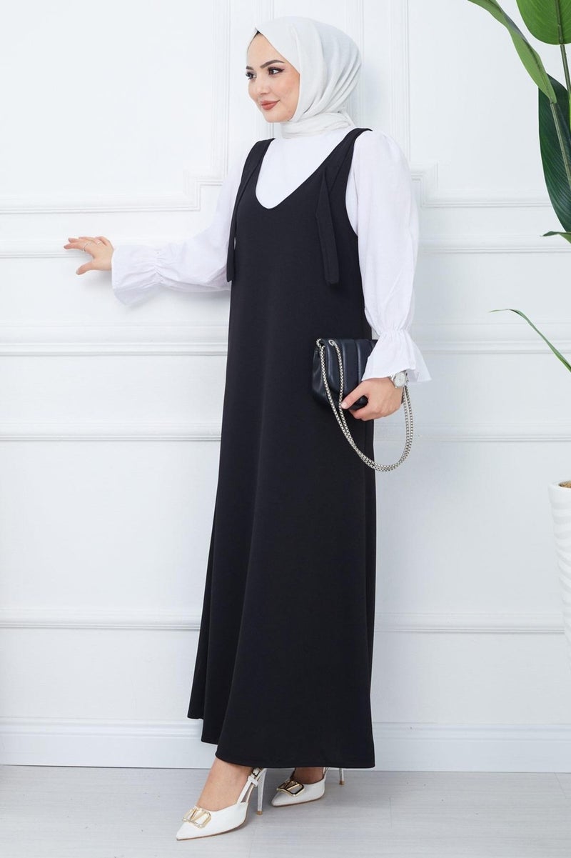 Hafsa Mina Nehir Knitted Vest Dress Black HM2389 - Image 3