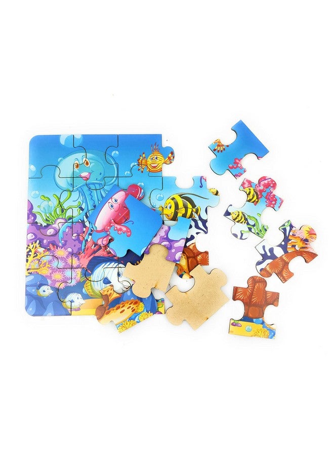 فنبلاست أحجية الصور المقطوعة الخشبية التعليمية للأطفال من فن بلاست - الحياة المائية، أحجية صور مقطوعة خشبية بدون ورق للأطفال - ٢٤ قطعة (متعددة الألوان) - Image 4